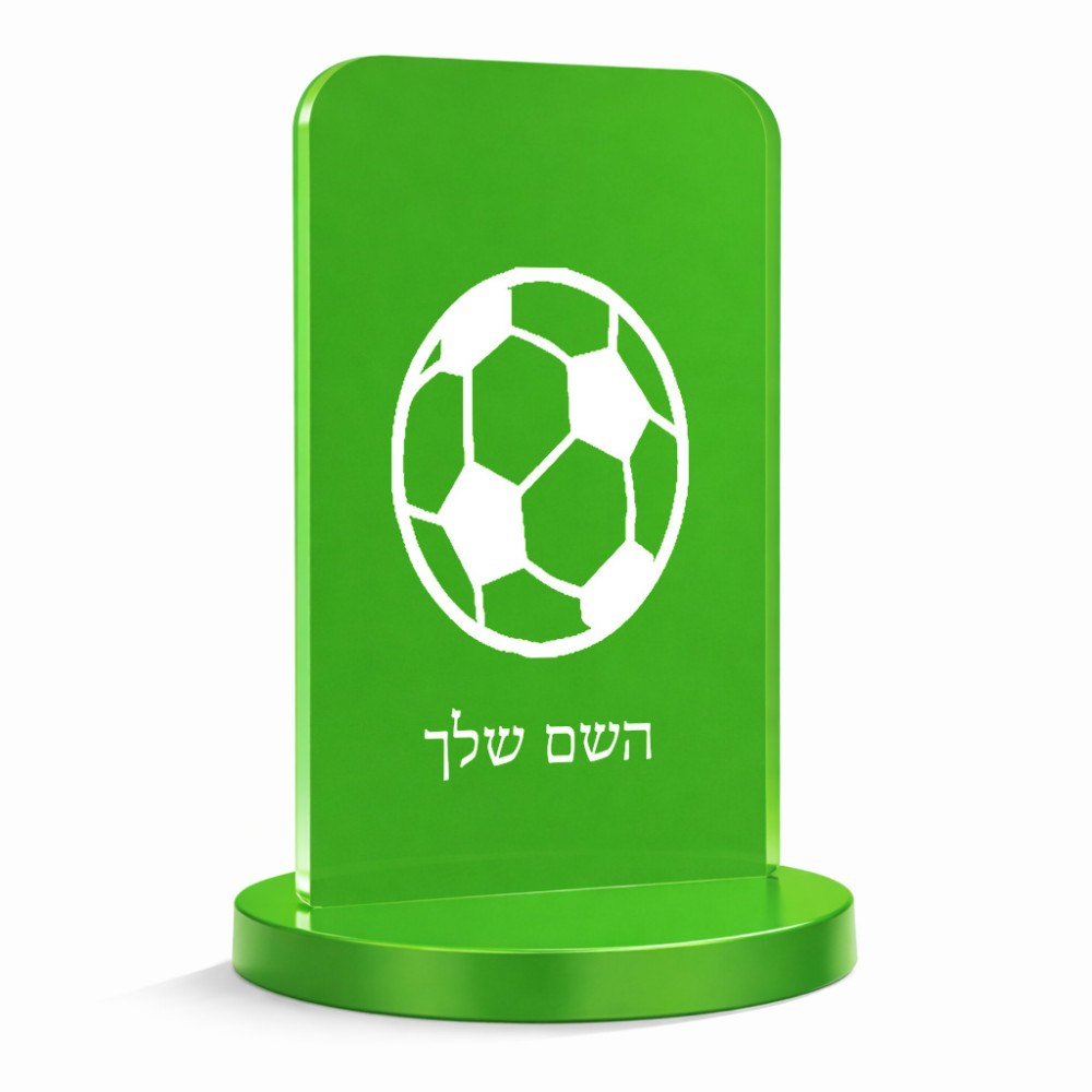 סטנד תמונה מעוצב בעיצוב אישי עם השם שלך בעיצוב כדורגל כדור כדורגל גודל 6 × 10 ס"מ