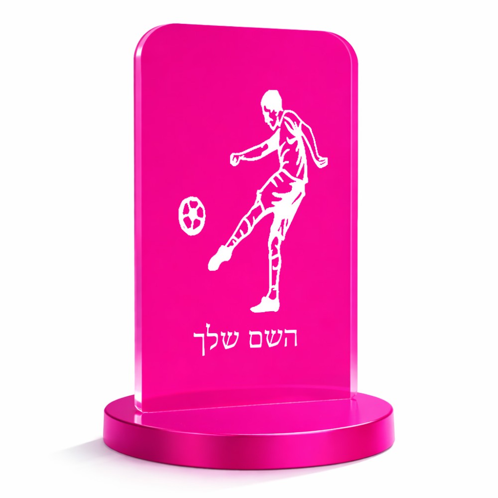 סטנד תמונה מעוצב בעיצוב אישי עם השם שלך בעיצוב שחקן כדורגל גודל 6 × 10 ס"מ