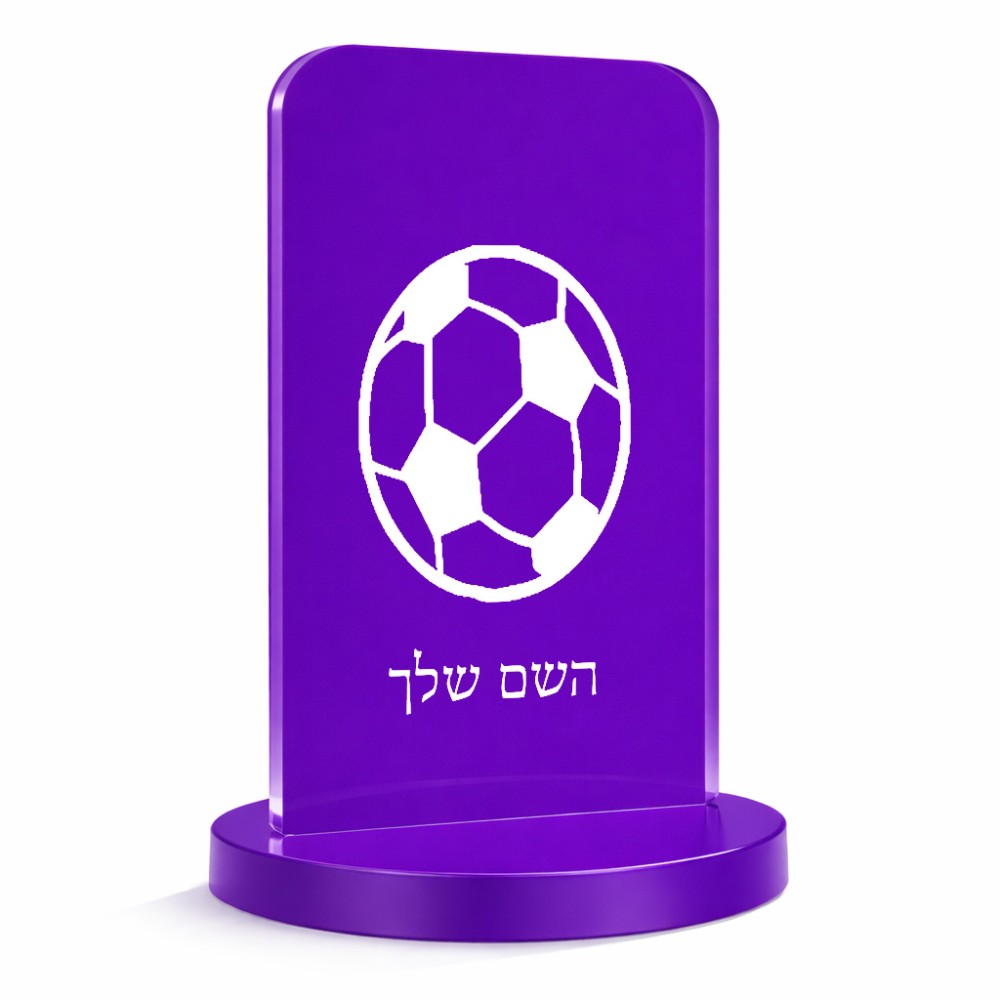 סטנד תמונה מעוצב בעיצוב אישי עם השם שלך בעיצוב כדורגל כדור כדורגל גודל 6 × 10 ס"מ