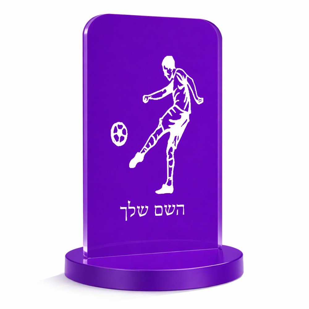 סטנד תמונה מעוצב בעיצוב אישי עם השם שלך בעיצוב שחקן כדורגל גודל 6 × 10 ס"מ