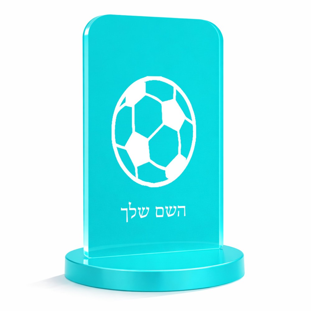 סטנד תמונה מעוצב בעיצוב אישי עם השם שלך בעיצוב כדורגל כדור כדורגל גודל 6 × 10 ס"מ
