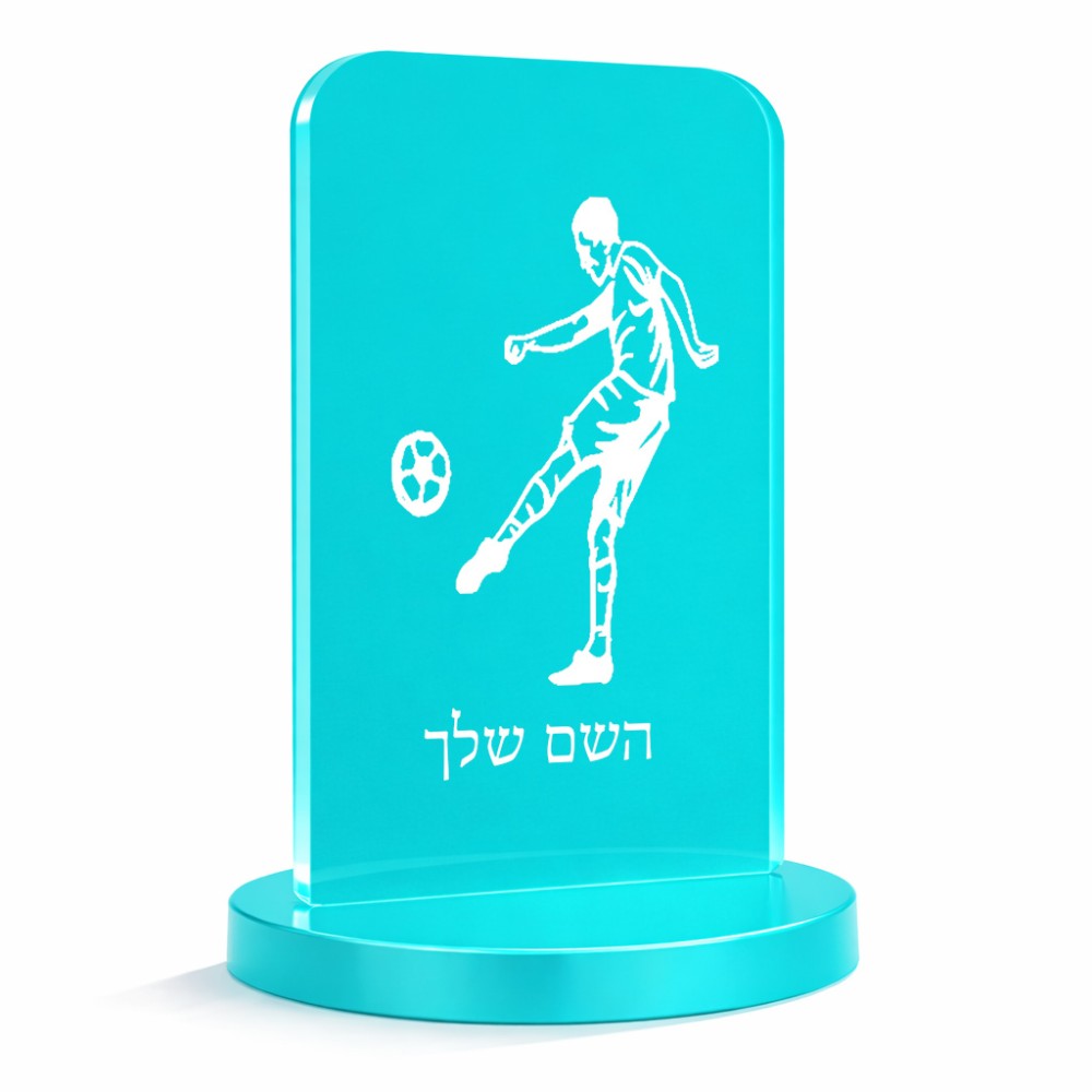 סטנד תמונה מעוצב בעיצוב אישי עם השם שלך בעיצוב שחקן כדורגל גודל 6 × 10 ס"מ