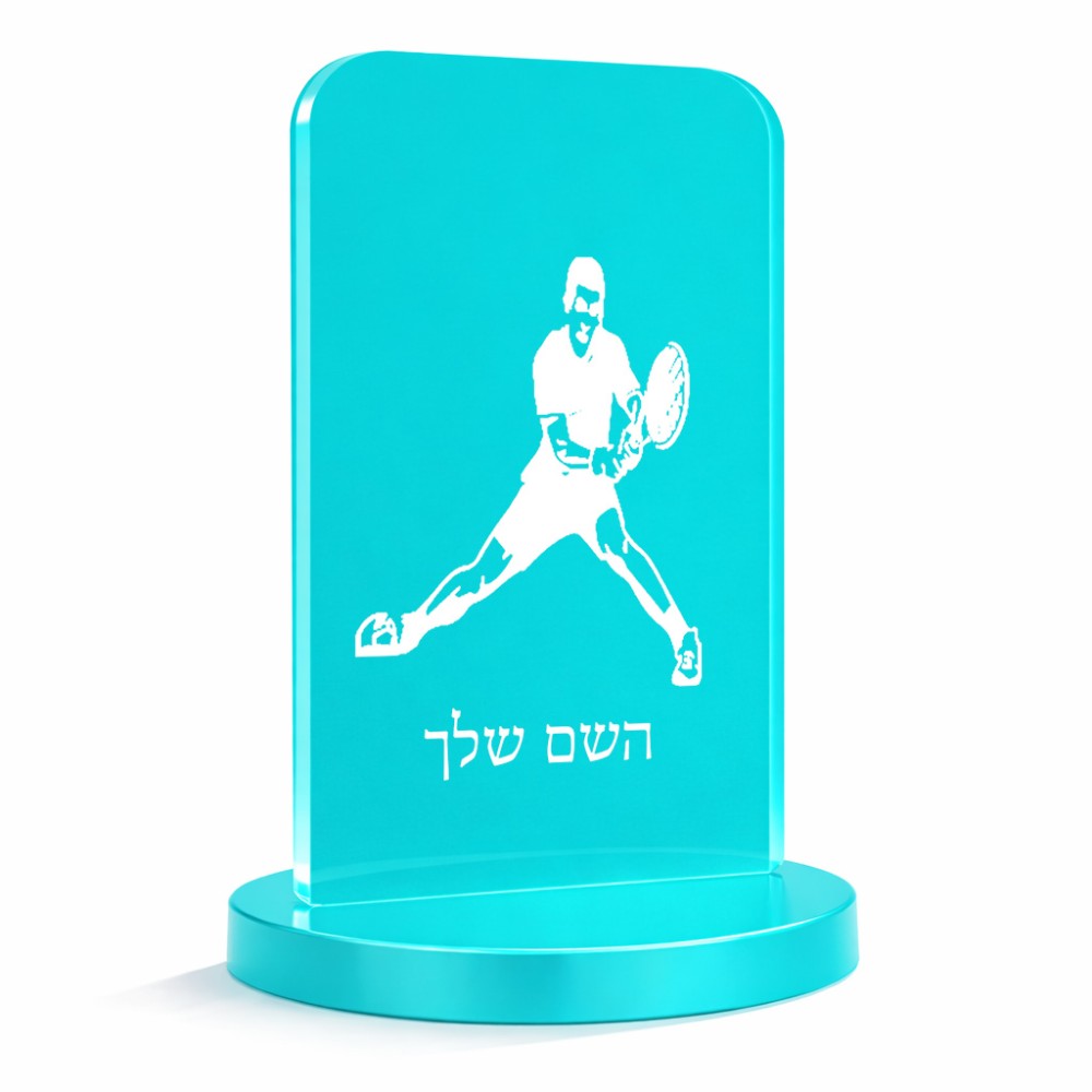סטנד תמונה מעוצב בעיצוב אישי עם השם שלך בעיצוב שחקן טניס גודל 6 × 10 ס"מ
