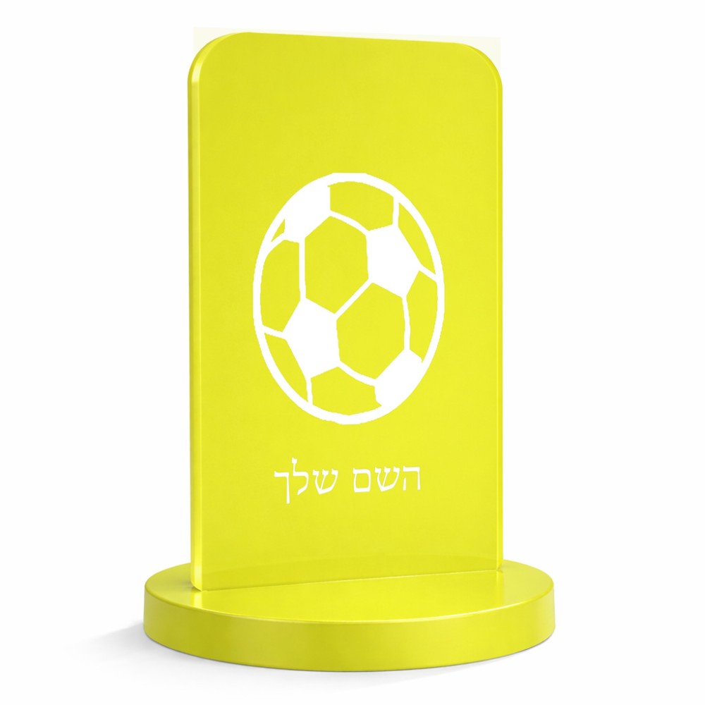 סטנד תמונה מעוצב בעיצוב אישי עם השם שלך בעיצוב כדורגל כדור כדורגל גודל 6 × 10 ס"מ