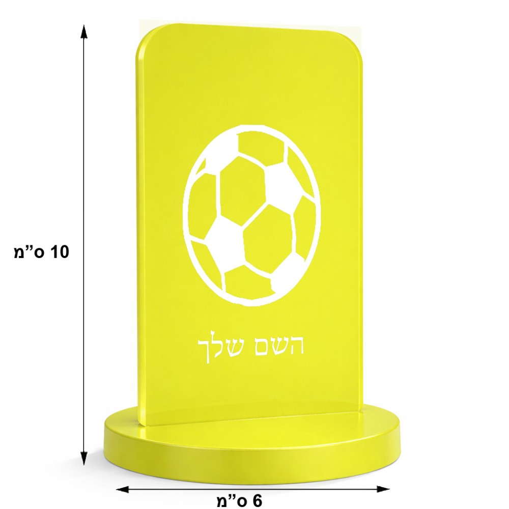 סטנד תמונה מעוצב בעיצוב אישי עם השם שלך בעיצוב כדורגל כדור כדורגל גודל 6 × 10 ס"מ