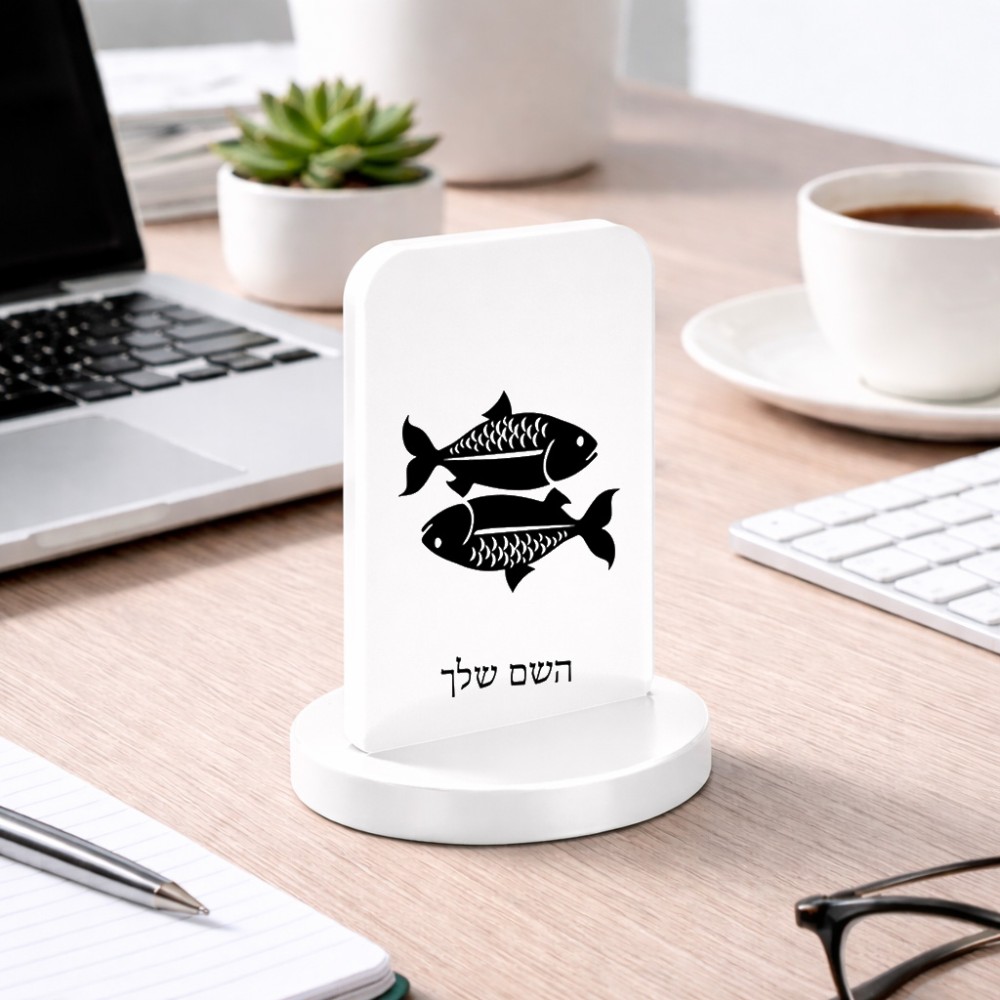 סטנד תמונה מעוצב בעיצוב אישי עם השם שלך בעיצוב מזלות - דגים גודל 6 × 10 ס"מ