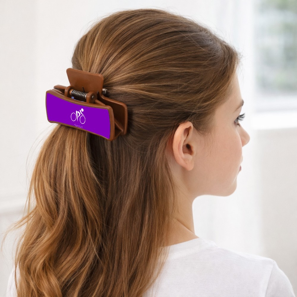 קליפס לשיער חום בעיצוב אישי עם השם שלך בעיצוב אופניים אולימפיים גודל 8 × 4 ס"מ