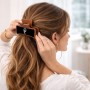 קליפס לשיער חום בעיצוב אישי עם השם שלך בעיצוב גלובוסי שלום גודל 8 × 4 ס"מ
