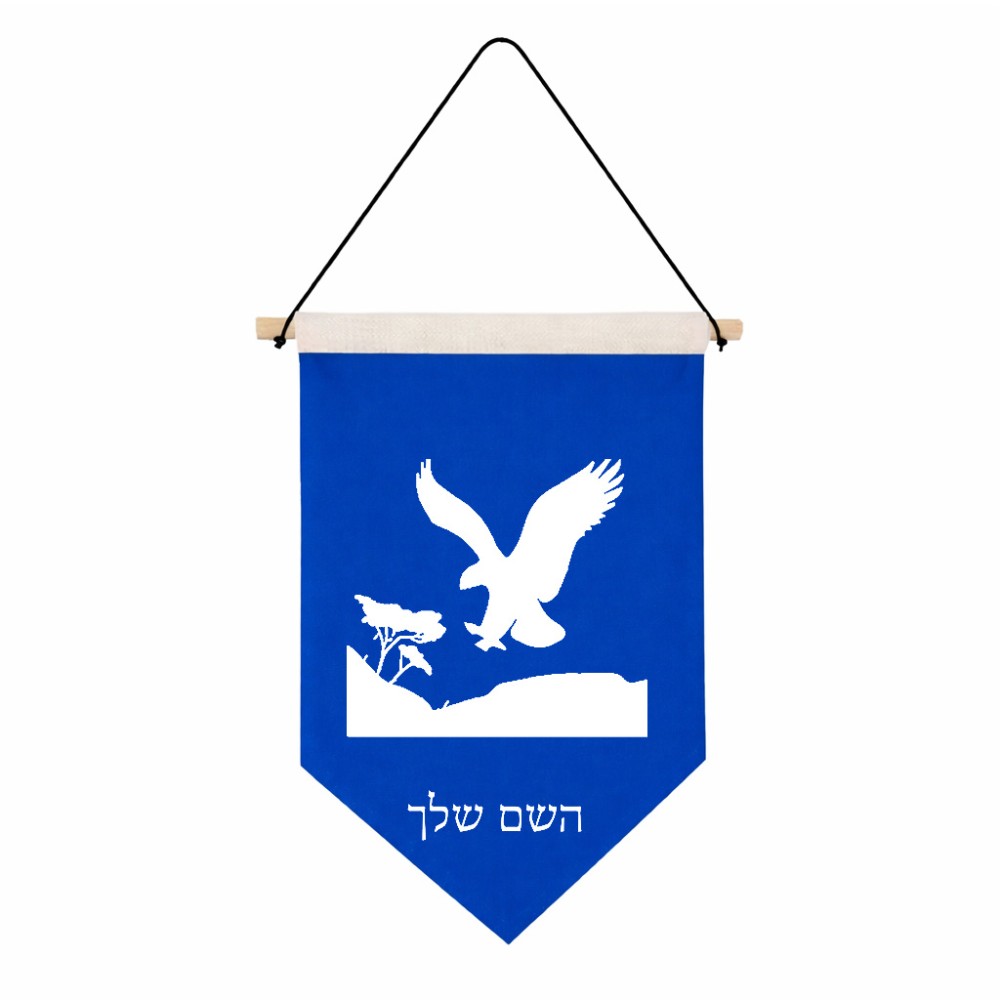 דגל לתליה על קיר בעיצוב אישי עם השם שלך בעיצוב נשר אמריקאי גודל 30 × 19.5 ס"מ