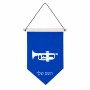 דגל לתליה על קיר בעיצוב אישי עם השם שלך בעיצוב חצוצרה גודל 30 × 19.5 ס"מ