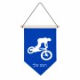 דגל לתליה על קיר בעיצוב אישי עם השם שלך בעיצוב רוכב אופניים גודל 30 × 19.5 ס"מ