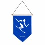 דגל לתליה על קיר בעיצוב אישי עם השם שלך בעיצוב סקי אולימפי גודל 30 × 19.5 ס"מ