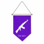 דגל לתליה על קיר בעיצוב אישי עם השם שלך בעיצוב אק 47 גודל 30 × 19.5 ס"מ