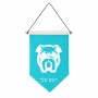 דגל לתליה על קיר בעיצוב אישי עם השם שלך בעיצוב פרצוף בולדוג גודל 30 × 19.5 ס"מ