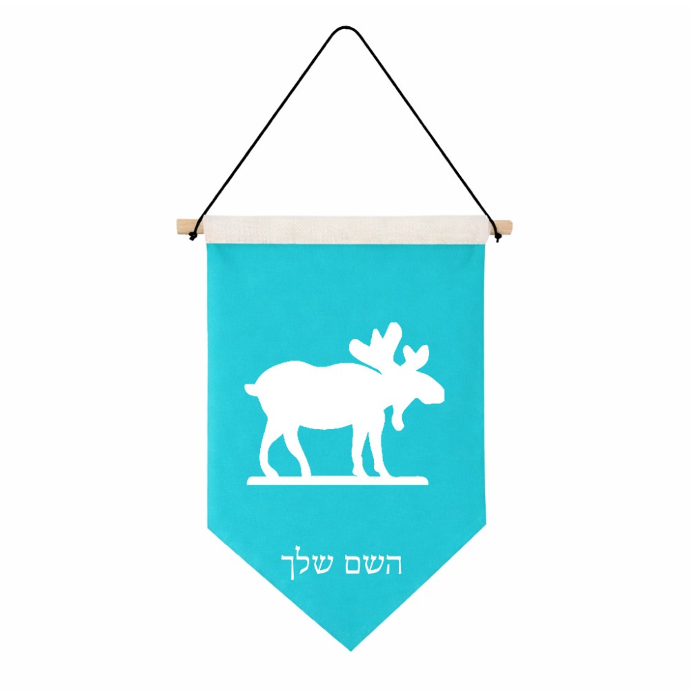 דגל לתליה על קיר בעיצוב אישי עם השם שלך בעיצוב דישון גודל 30 × 19.5 ס"מ