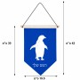 דגל לתליה על קיר בעיצוב אישי עם השם שלך בעיצוב פינגווין גודל 30 × 19.5 ס"מ
