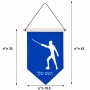 דגל לתליה על קיר בעיצוב אישי עם השם שלך בעיצוב לוחם סייף גודל 30 × 19.5 ס"מ