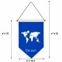 דגל לתליה על קיר בעיצוב אישי עם השם שלך בעיצוב מפת העולם גודל 30 × 19.5 ס"מ