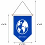 דגל לתליה על קיר בעיצוב אישי עם השם שלך בעיצוב עולם גודל 30 × 19.5 ס"מ