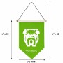 דגל לתליה על קיר בעיצוב אישי עם השם שלך בעיצוב פרצוף בולדוג גודל 30 × 19.5 ס"מ