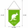 דגל לתליה על קיר בעיצוב אישי עם השם שלך בעיצוב קנגורו גודל 30 × 19.5 ס"מ