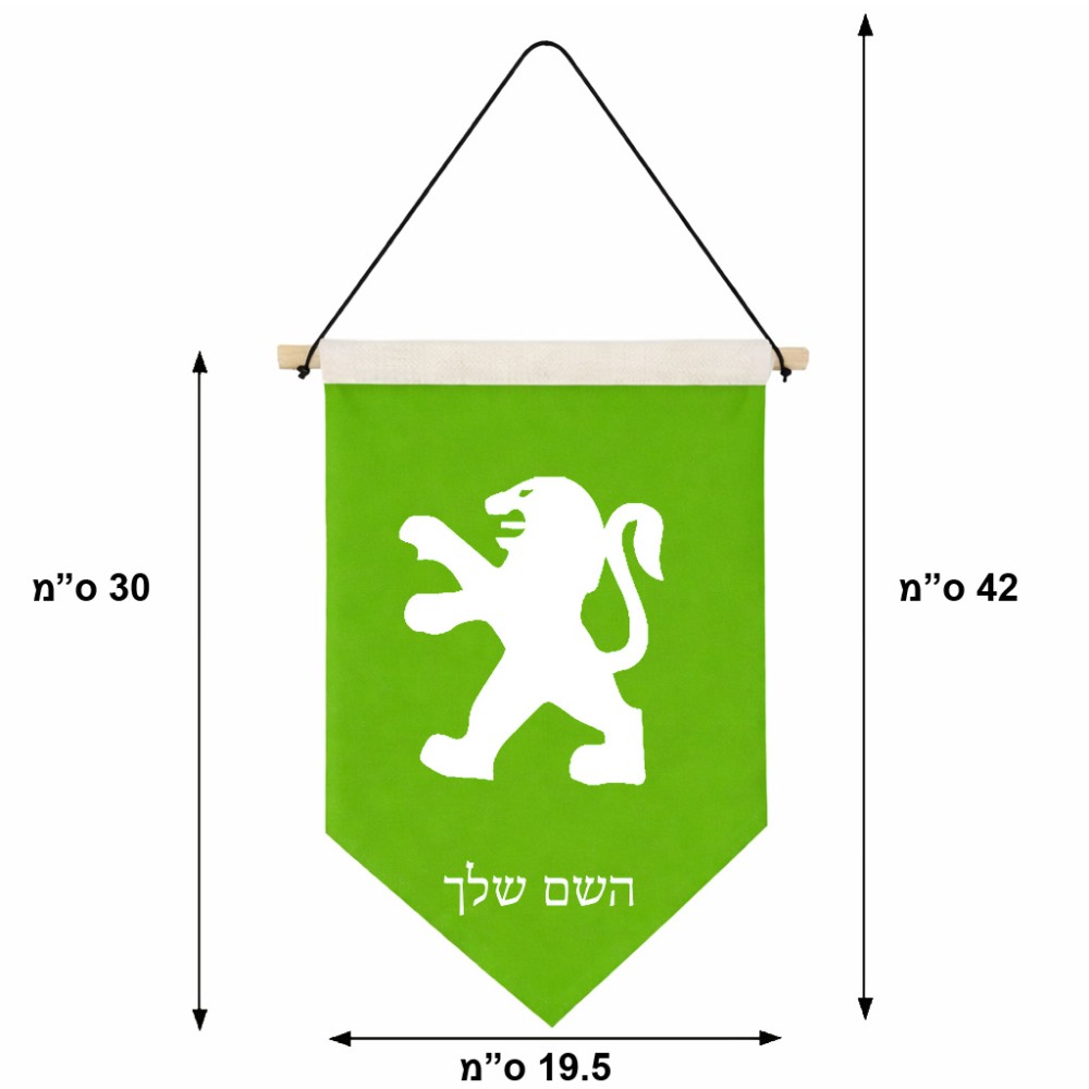 דגל לתליה על קיר בעיצוב אישי עם השם שלך בעיצוב פיג'ו גודל 30 × 19.5 ס"מ
