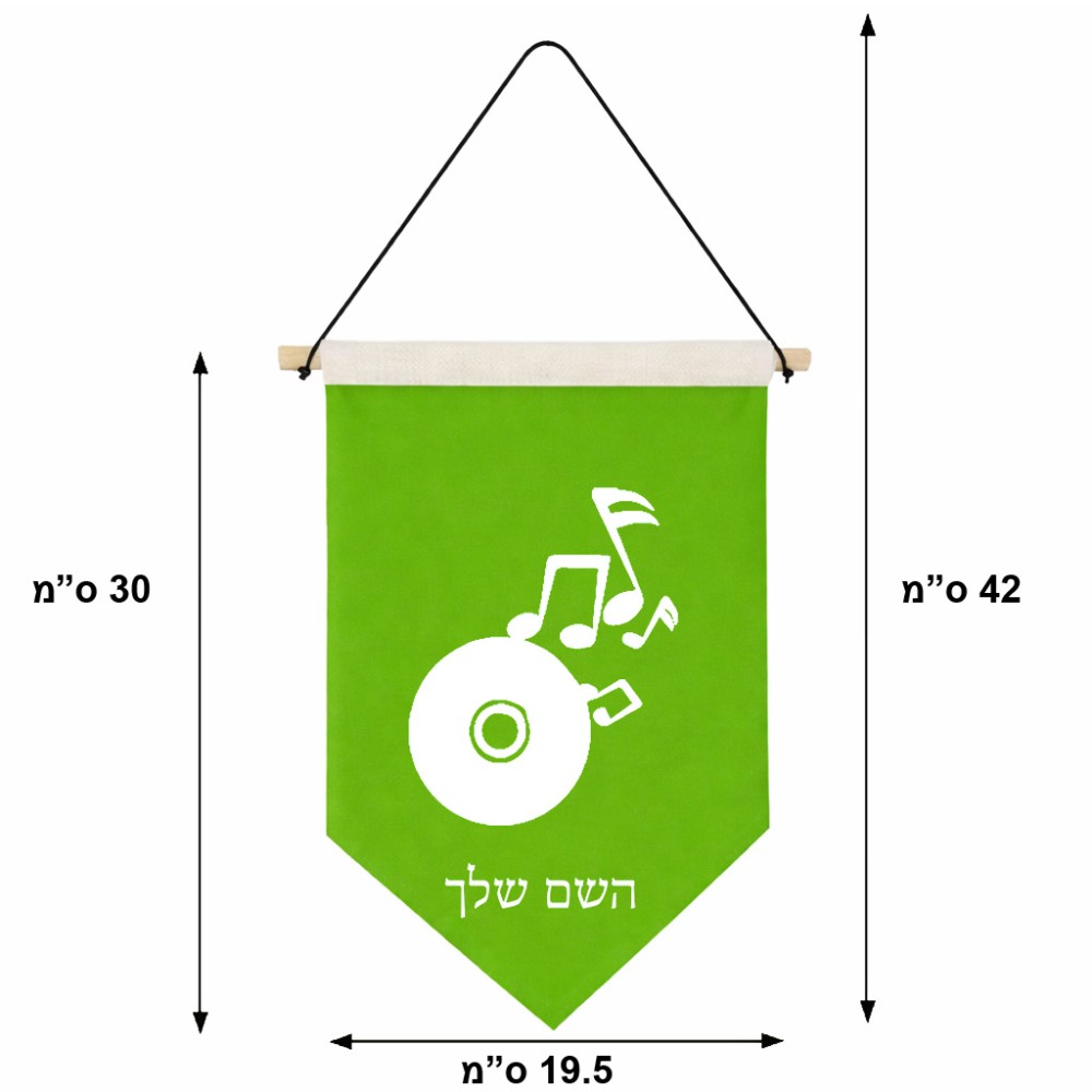 דגל לתליה על קיר בעיצוב אישי עם השם שלך בעיצוב תקליטור - אזור מוזיקה גודל 30 × 19.5 ס"מ