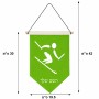 דגל לתליה על קיר בעיצוב אישי עם השם שלך בעיצוב סקי אולימפי גודל 30 × 19.5 ס"מ