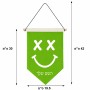 דגל לתליה על קיר בעיצוב אישי עם השם שלך בעיצוב סמיילי גודל 30 × 19.5 ס"מ