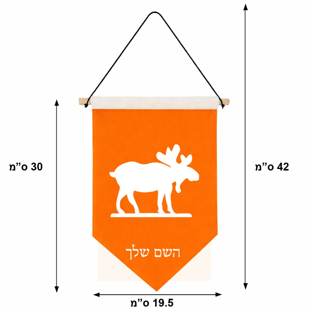 דגל לתליה על קיר בעיצוב אישי עם השם שלך בעיצוב דישון גודל 30 × 19.5 ס"מ