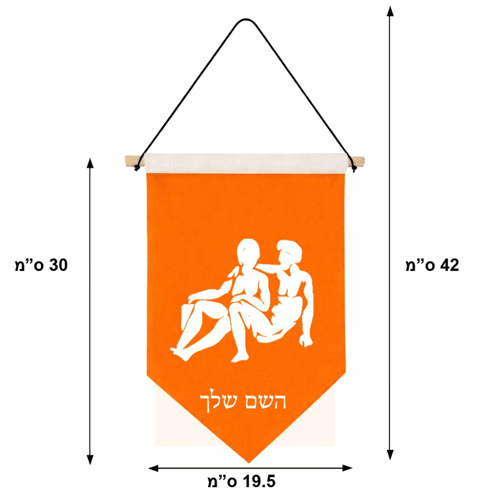 דגל לתליה על קיר בעיצוב אישי עם השם שלך בעיצוב מזלות - תאומים גודל 30 × 19.5 ס"מ