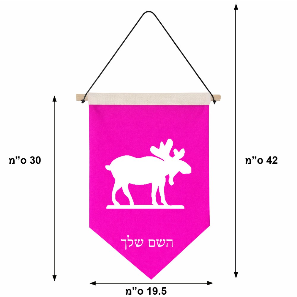 דגל לתליה על קיר בעיצוב אישי עם השם שלך בעיצוב דישון גודל 30 × 19.5 ס"מ