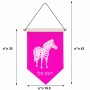 דגל לתליה על קיר בעיצוב אישי עם השם שלך בעיצוב זברה גודל 30 × 19.5 ס"מ