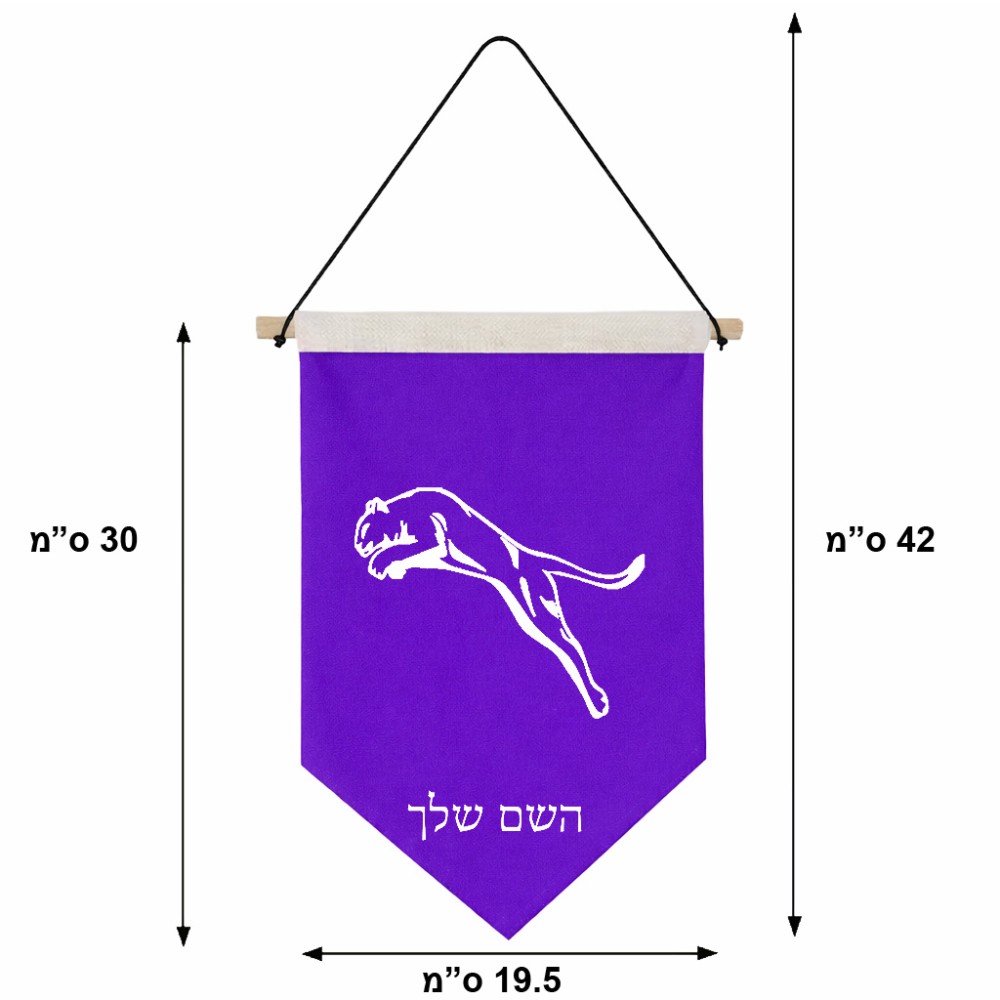 דגל לתליה על קיר בעיצוב אישי עם השם שלך בעיצוב פומה גודל 30 × 19.5 ס"מ
