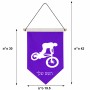 דגל לתליה על קיר בעיצוב אישי עם השם שלך בעיצוב רוכב אופניים גודל 30 × 19.5 ס"מ