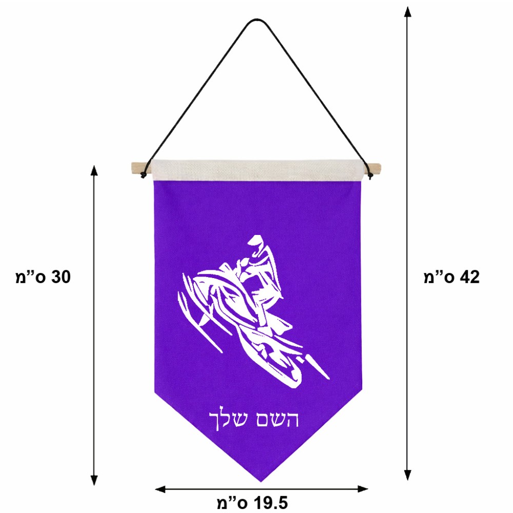 דגל לתליה על קיר בעיצוב אישי עם השם שלך בעיצוב אופנוע שלג גודל 30 × 19.5 ס"מ
