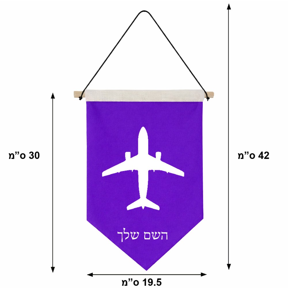 דגל לתליה על קיר בעיצוב אישי עם השם שלך בעיצוב טייס - טייס גודל 30 × 19.5 ס"מ