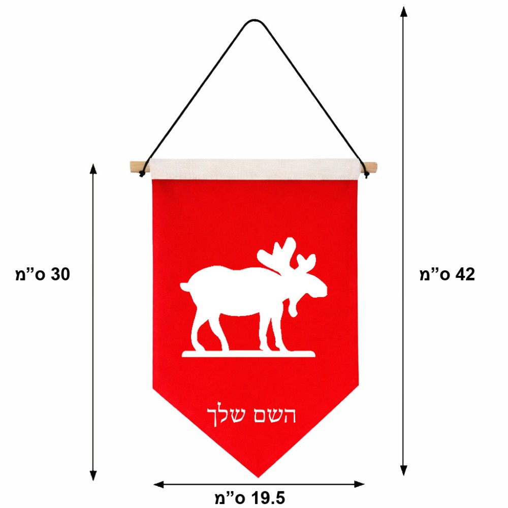 דגל לתליה על קיר בעיצוב אישי עם השם שלך בעיצוב דישון גודל 30 × 19.5 ס"מ