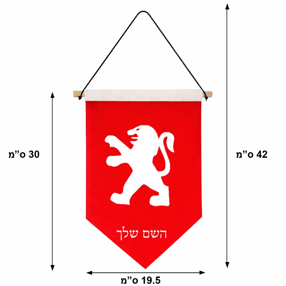 דגל לתליה על קיר בעיצוב אישי עם השם שלך בעיצוב פיג'ו גודל 30 × 19.5 ס"מ