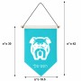 דגל לתליה על קיר בעיצוב אישי עם השם שלך בעיצוב פרצוף בולדוג גודל 30 × 19.5 ס"מ
