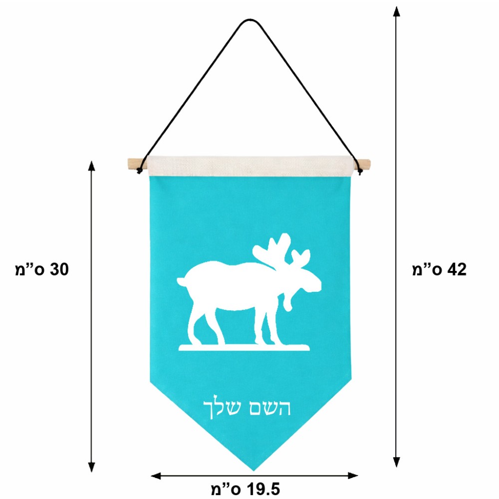 דגל לתליה על קיר בעיצוב אישי עם השם שלך בעיצוב דישון גודל 30 × 19.5 ס"מ