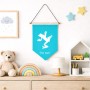 דגל לתליה על קיר בעיצוב אישי עם השם שלך בעיצוב צפרדע טרופית גודל 30 × 19.5 ס"מ