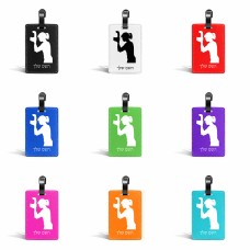 תווית לסימון מזוודה \ תיק בעיצוב אישי עם השם שלך בעיצוב צלמת - אישה גודל 10.3 × 7 ס"מ