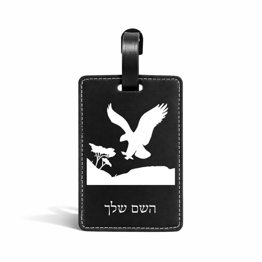 תווית לסימון מזוודה \ תיק בעיצוב אישי עם השם שלך בעיצוב נשר אמריקאי גודל 10.3 × 7 ס"מ