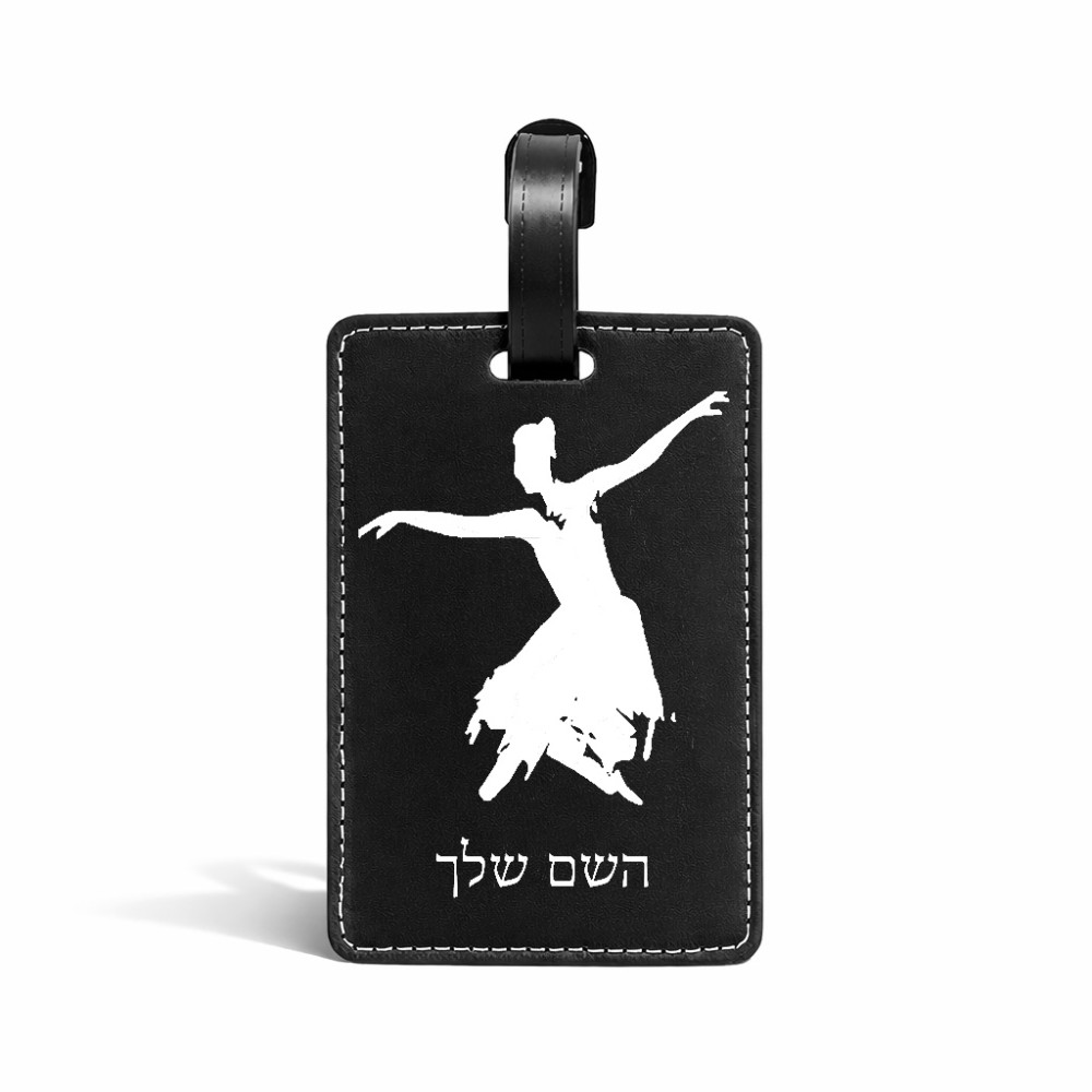 תווית לסימון מזוודה \ תיק בעיצוב אישי עם השם שלך בעיצוב בלרינה גודל 10.3 × 7 ס"מ