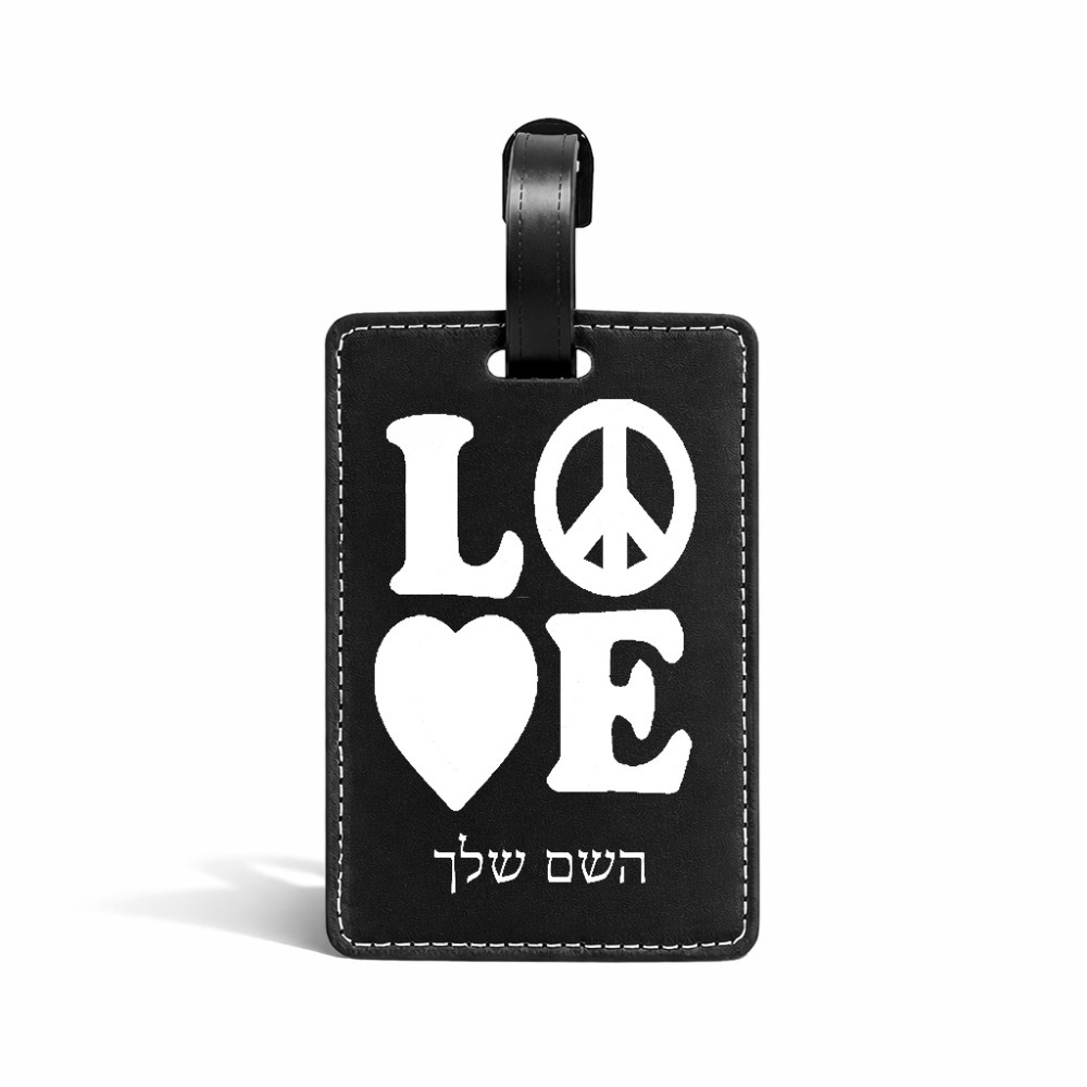 תווית לסימון מזוודה \ תיק בעיצוב אישי עם השם שלך בעיצוב אהבה גודל 10.3 × 7 ס"מ