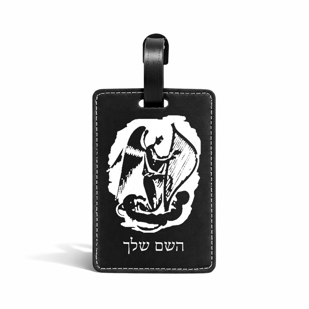 תווית לסימון מזוודה \ תיק בעיצוב אישי עם השם שלך בעיצוב אנג'ל מוזיקלי גודל 10.3 × 7 ס"מ