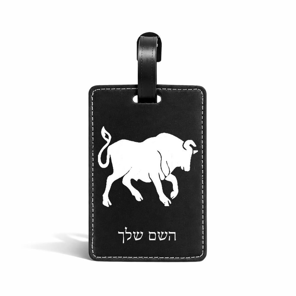 תווית לסימון מזוודה \ תיק בעיצוב אישי עם השם שלך בעיצוב מזלות - שור גודל 10.3 × 7 ס"מ