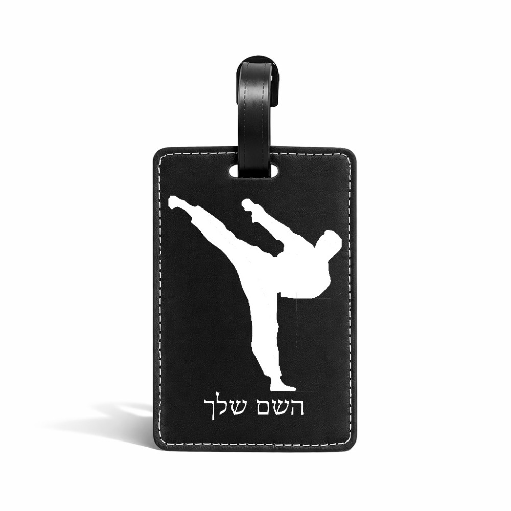 תווית לסימון מזוודה \ תיק בעיצוב אישי עם השם שלך בעיצוב קרטה גודל 10.3 × 7 ס"מ