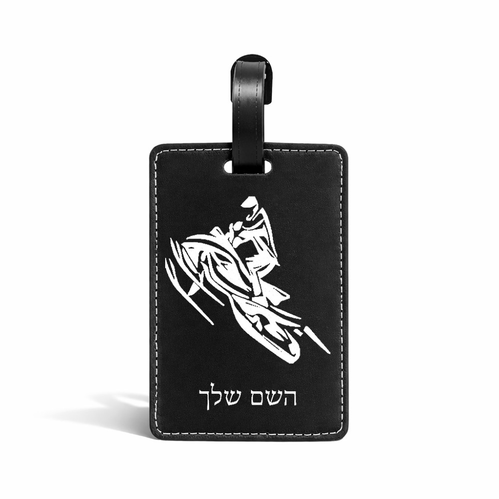תווית לסימון מזוודה \ תיק בעיצוב אישי עם השם שלך בעיצוב אופנוע שלג גודל 10.3 × 7 ס"מ